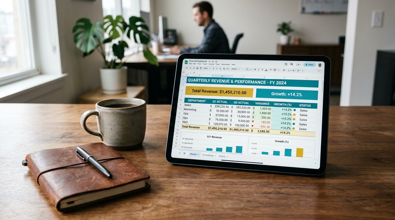 Monthly financial performance dashboard